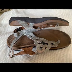 Neutral metallic sandals